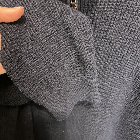 LL Bean Mens XXL Blue Cotton Cashmere Blend Quarter Zip Pullover Sweater Grandpa - Picture 5 of 5